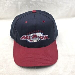 VINTAGE Colorado Avalanche Hat Cap Mens Snap Back Black Red NHL Hockey 90s